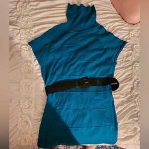 Ladies belted cowl neck sweater.